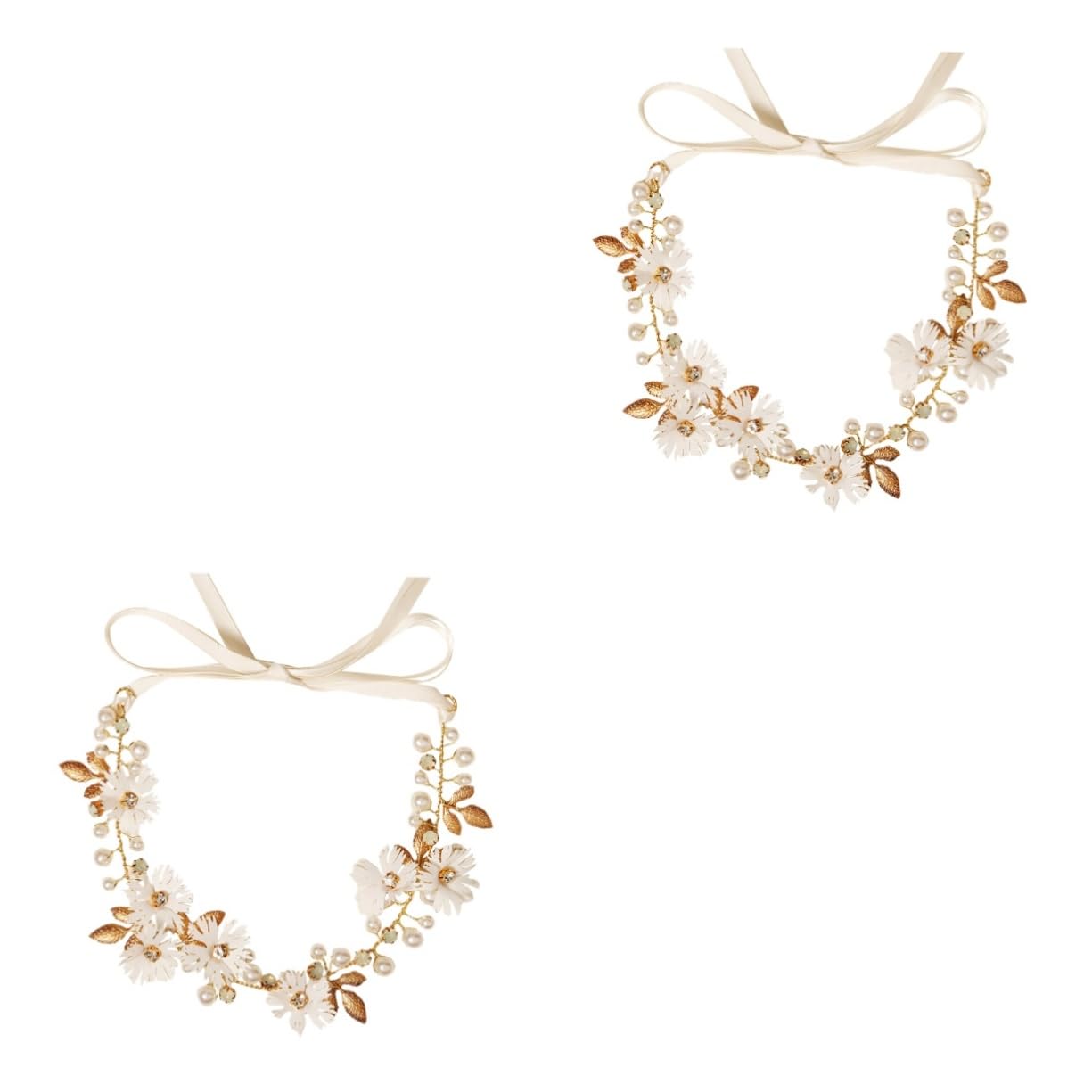 NOLITOY 2 Piezas Accesorios Para El Cabello De Novia De Margaritas Tiara De Perlas Diadema De Flores De Novia Flor Nupcial Accesorios Para El Cabello Margarita Abs Golden