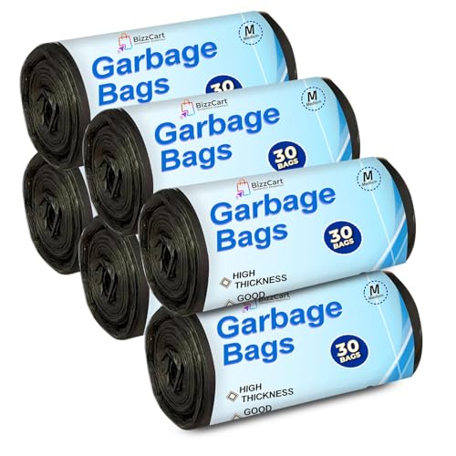 Image of Medium Garbage Bags | 180 Count | 19 inch x 21 inch| Medium-6 Rolls x 30 Bags | For Daily Kitchen Waste