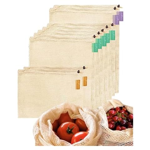 purifyou Organic Cotton Storage Produce Bags (Set of 9) Cover