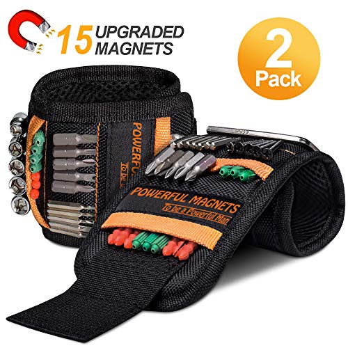 Tools For Men Magnetic Wristband, 15 Upgrade Super Strong Magnets, Best Dad Gift
