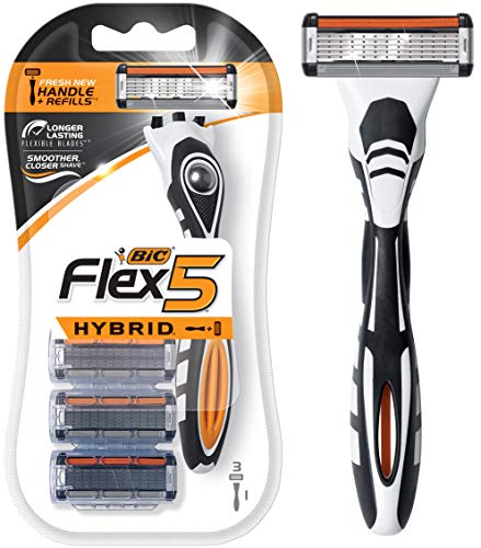 Bic Flex 5 Hybrid Razor - 1 Count Handle & 3 Count Cartridges Per Package - Pack of 2 Packages