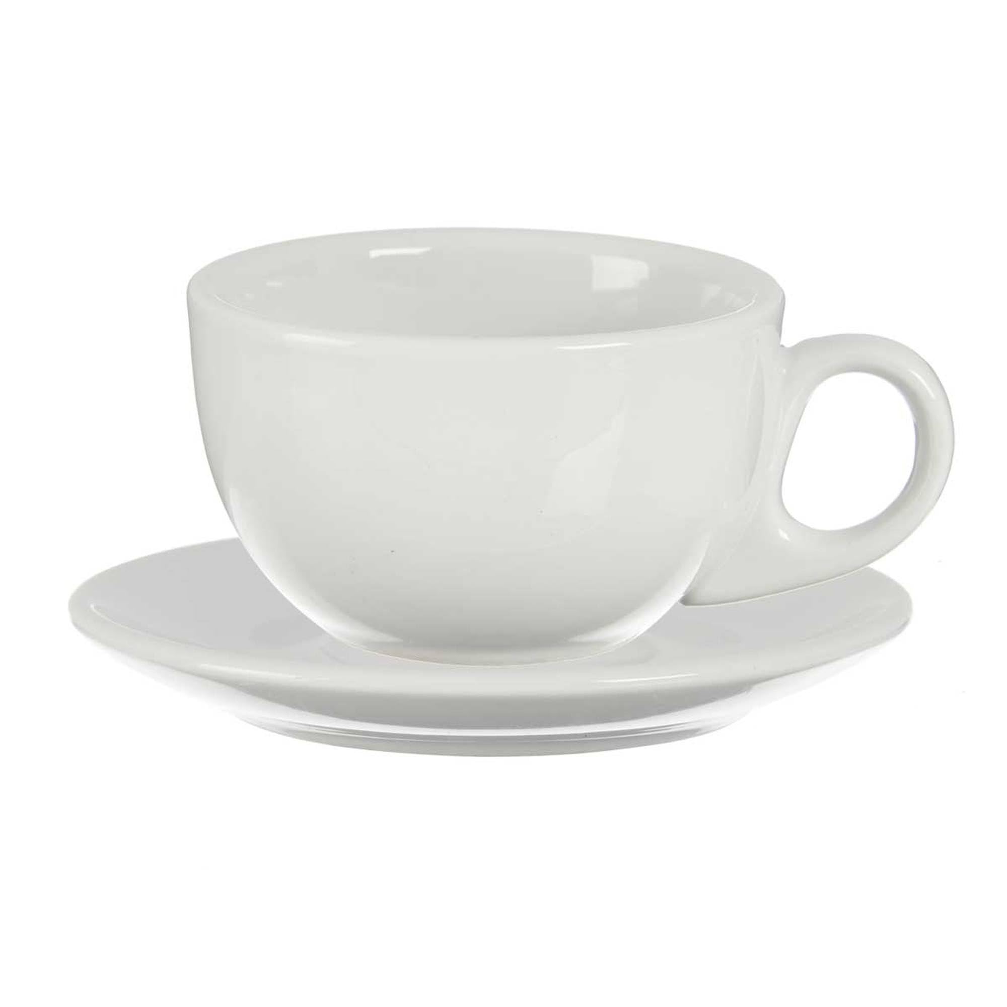 San Ignacio Set 6 tazas cafe porcelana blanca con platillos colección VESSIA
