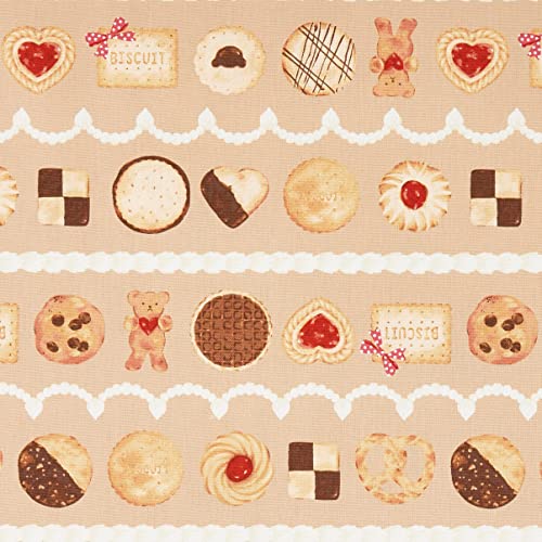 KIYOHARA クラシカルモダン クッキークリーム 生地 オックス 綿 100% 110cm巾×1mカット Col.BR ブラウン CMOF-59C