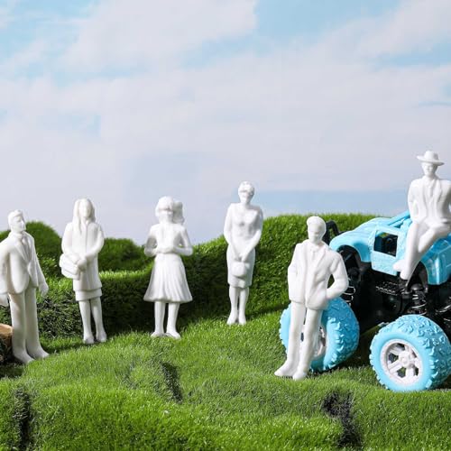 Image of Namalu 30 Pcs, 1: 25 Scale Scale White Unpainted Mini People Figures Miniature People for Model Trains Architectural Standing and Sitting Mini Diorama Figures for Architectural Project
