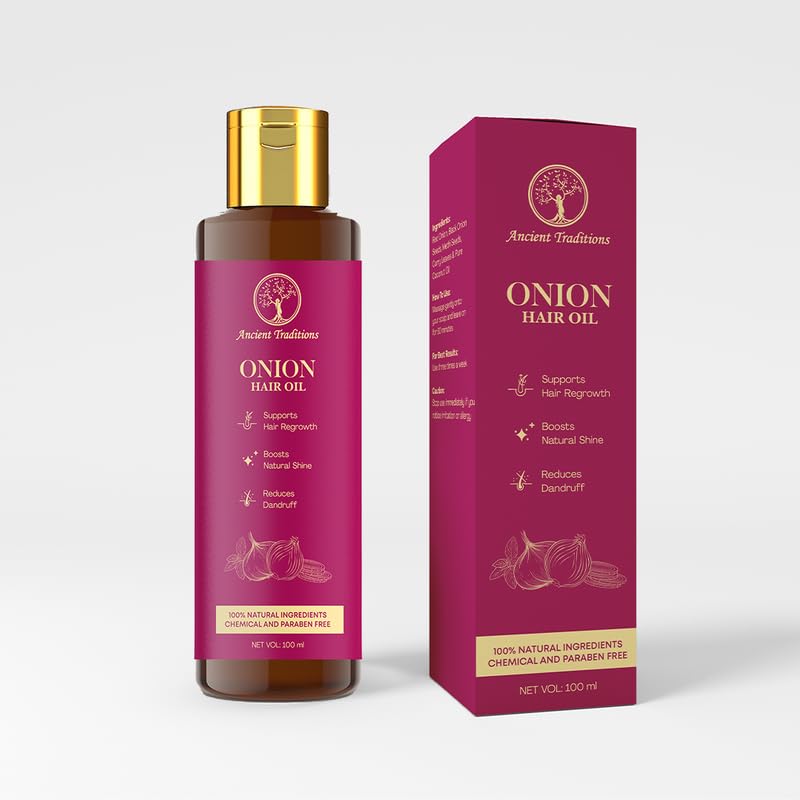Image of Onion Hair Oil for Hair Growth & Hair Fall Control | Reduces Dandruff | Boosts Volume & Shine | Natural Ingredients | 100% Chemical & Paraben free | 100ml