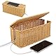 VFANDV Kabelbox, Rattan Kabelmanagement Box, Hand-Woven Wire Storage, unter Schreibtisch Kabel Box für,31.5x13x13cm