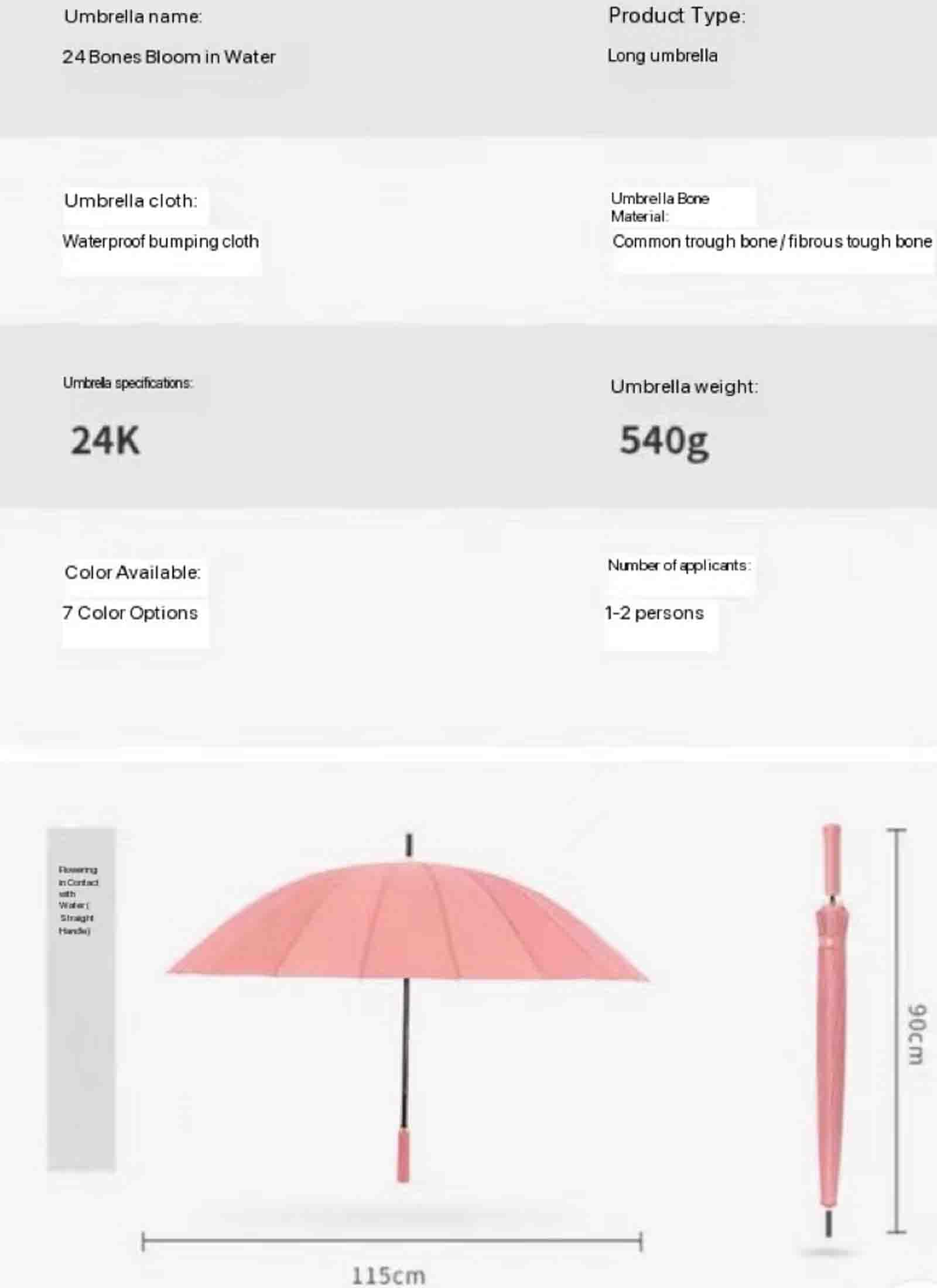 46-calowy parasol golfowy, 24 kości kwitnący parasol wodny żeński długi uchwyt prosty pręt duży wiatroodporny podwójny Parasol (Green)