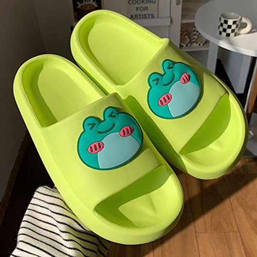 Kawaii Frog House Slippers for Women Teen Girls Cute Summer Slides Sandals Shower Slippers for Indoor Home Bedroom Outdoor Beach Pool Spa Soft EVA Comfortable Non-Slip (8-8.5, Green)2