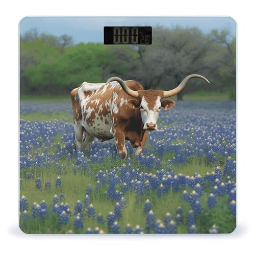 Báscula digital de baño Bluebonnet Longhorn con pantalla LCD clara miniatura 1