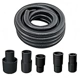 10 Foot Long Dust Collection Power Tool Hose Kit with 5 Fittings Universal for Multiple Tools & Vacuums