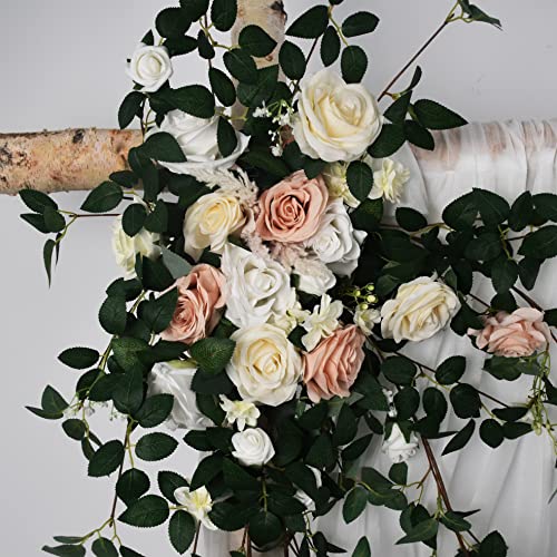 Linego Artificial Wedding Arch Floral Decoration(Pack Of 4)-2Pcs Artificial Wedding Arch Flowers And 2 Pcs Draping Fabric For Wedding Ceremony And Reception Backdrop Swag Decoration(Large White) #TOP1