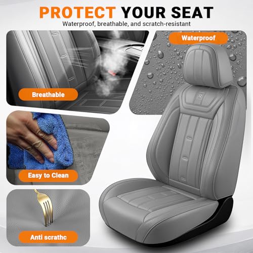 Image of Car Seat Cover for Chevrolet Trax Seat Covers 2015-2025, Nappa Leather Waterproof Seat Covers for Cars, Airbag Compatible, Automotive Car Seat Covers Full Set(5 Seats /Gray)