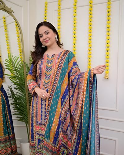 Image of Viscose Muslin womens kurta set with dupatta /womens kurta set with dupatta