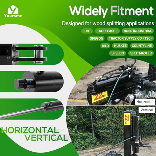 Image of 4x24 Log Splitter Hydraulic Cylinder 4 inch Bore 24 inch Stroke 1.75 inch Rod 3500 PSI, Heavy-Duty Double Acting Universal Use on 22-25 Ton Horizontal /Vertical Log Splitters