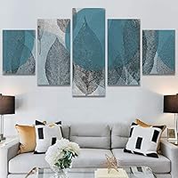 SIGNWIN 5 Panel Canvas Wall Art Modern Art Decorative Elements Fun Illustrations Leaves Multicolor Patterns for Home Decorations Ready to Hang - 60