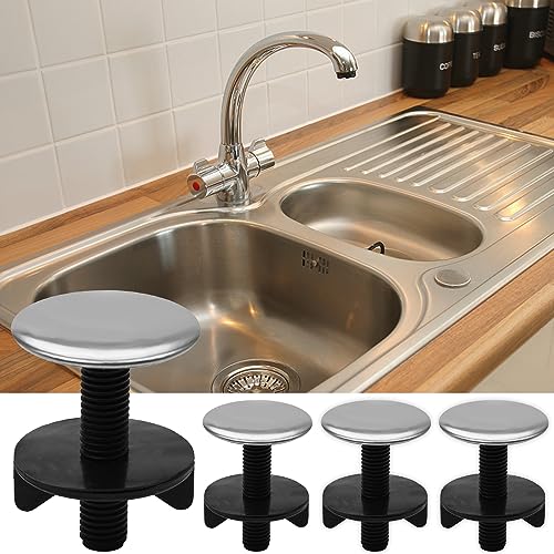 LOJAX 4 Piezas de Cubierta de Agujero para Fregadero de Cocina, Cubierta de Orificio de Rociador de Metal, Cubierta de Fregadero de Baño, Tapa de Tapón de Lavabo de Metal de...