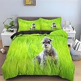 Generisch Bettwäsche 200x200 Schnauzer Bettbezug Tier Bettwäsche Sets, Weiche Mikrofaser...