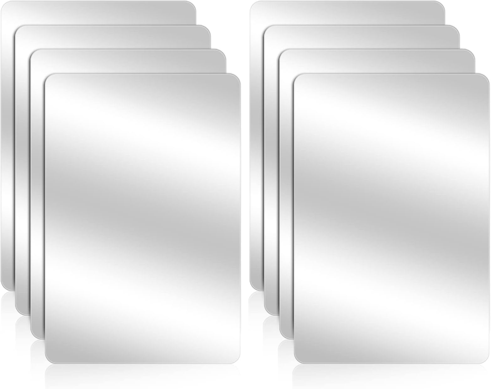 KALIONE 8 Pack Unbreakable Mirror, Acrylic Mirror Sheet, Double-Sided Mini Square Mirrors, Safety Mirror Tiles, Shatterproof Small Mirrors for Classroom Office Home DIY Crafts Making Supplies,4x6 Inch