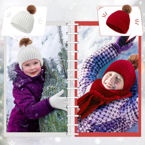 Liitrsh 4 Sets Kids Winter Hat Gloves Scarf Set Girls Boys Knit Hat Long Scarf Snow Gloves Outdoor for Toddler4