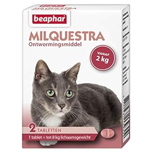 Beaphar 13930 Milquestra ontwormingsmiddel kat 2 tabletten, roze