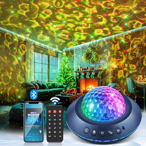 Image of Mubarek Galaxy Projector for Bedroom, White Noises & Bluetooth Night Light Projector,360 Full Coverage Ceiling Projector Galaxy Light Projector,Remote Timer Night Sky Projector Ocean Light Projector