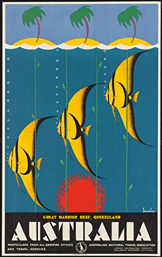 Poster de voyage Sydney affiche poisson imprime style vintage milieu du siecle dimensions A2