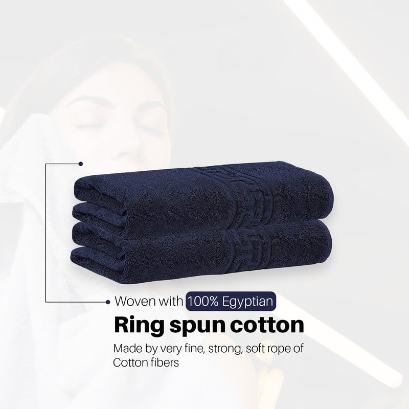DTEX HOMES 8 Piece Towel Set 100% Egyptian Cotton 500 GSM, 2 Bath Towels, 2 Hand Towels, 4 Washcloths - Navy Blue - Image 4