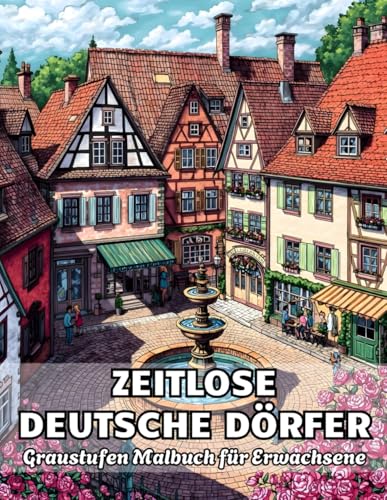 Zeitlose Deutsche Dörfer Graustufen Malbuch für Erwachsene: 38 Seiten mit historischen Gassen, traditionellen Fachwerkhäusern und ländlicher ... Ausmalbilder der Autorin Ursula Schmitt)