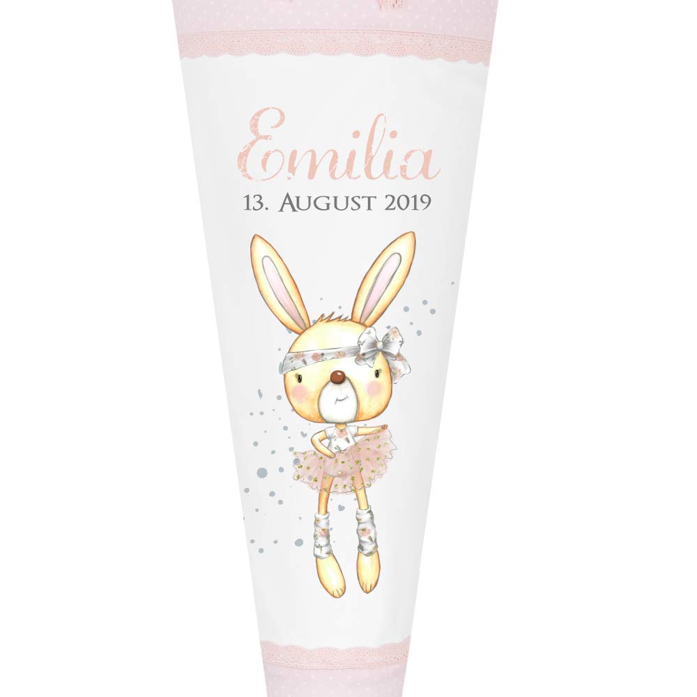 Hase Schultüte mit Namen aus Stoff 70cm groß