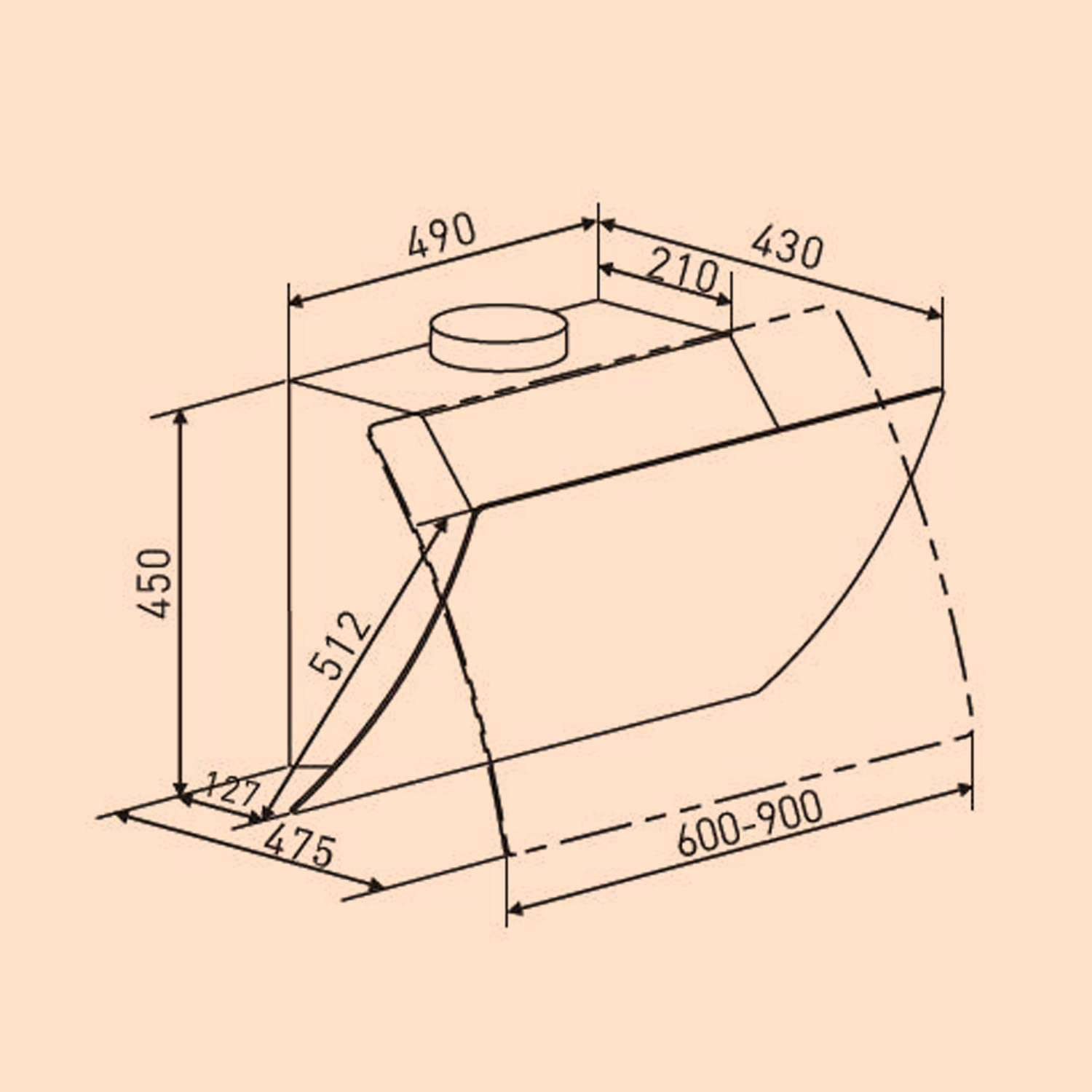Klarstein Okap kuchenny, Okap 90cm, z recyrkulacją/wyciągiem, z filtrem przeciwtłuszczowym, do montażu ściennego, Okapy z diodami LED, skośny 641 m³/h wyciąg
