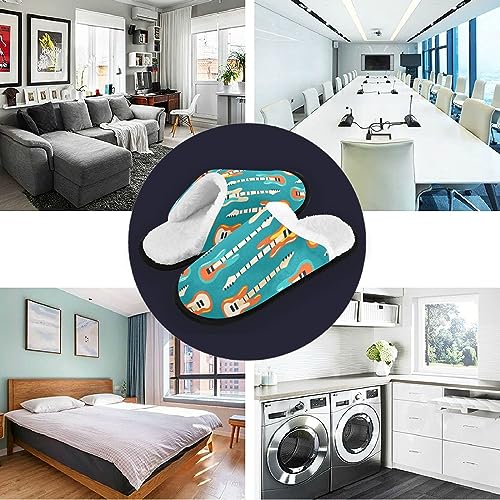 Retro Music Guitars Slippers Memory Foam Non-Slip Indoor House Slippers Bedroom Hotel Home Shoes for Women Men3