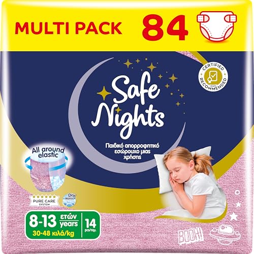 Babylino Safe Nights Girl, saugfähige Höschen für die Nacht für Mädchen von 8-16 Jahren (30-50 kg), 84 Stück