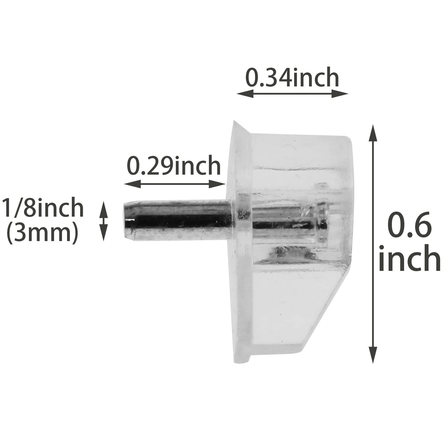Shelf Support Peg MEETOOT 60pcs Transparent Plastic 1/8" Shelf Supports Studs with Steel Pins Kitchen Cabinet Shelf Pegs — Amazon image 2