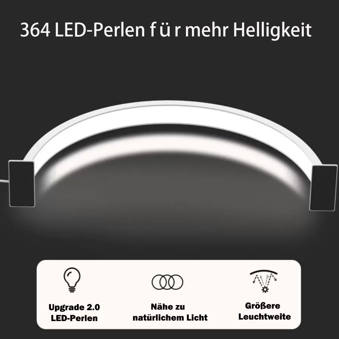 Lampa półksiężycowa dł. 52 cm, wys. 30 cm, lampa stołowa do cięcia rzęs, lampka do czytania, lampa do paznokci, oświetlenie wewnętrzne, lampa stołowa, do pielęgnacji paznokci i twarzy, lampka