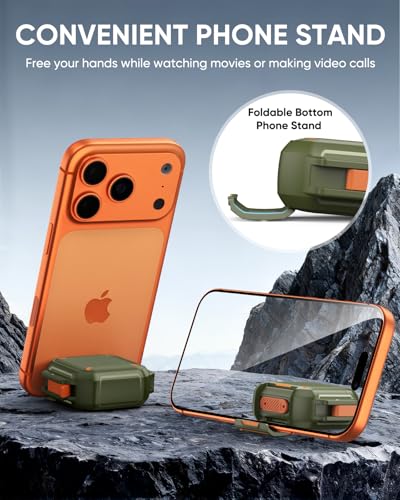 Image of MoKo for AirPods 4 Case Cover with Lock, Waterproof, Army Green | Secure Lock, IP68 Waterproof, Military‑Grade Shockproof, Keychain, Phone Stand, Cleaner Kit