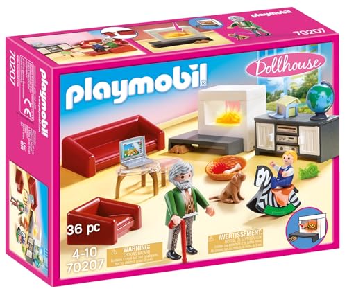 PLAYMOBIL Dollhouse 70207 GemĂĽtliches Wohnzimmer, Mit Lichteffekt, Ab 4 Jahren