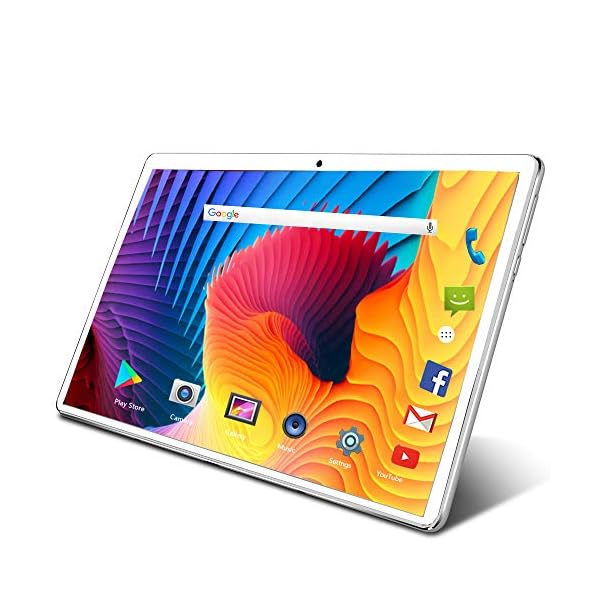 Tablet-101-inch-Android-Tablet-with-32GB-Storage-3G-Phone-Tablets-Dual-Sim-Card-5MP-Dual-Camera-Quad-Core-Processor-1280x800-IPS-HD-DisplayGPSFMBluetoothSilver ZONKO Tablet 10.1 inch Android Tablet with 2GB+32GB+256GB Expand, 3G Phone Tablets & Dual Sim Card & 2MP+ 5MP Dual Camera, Quad Core Processor, 1280x800 IPS HD Display,GPS, FM (Silver)