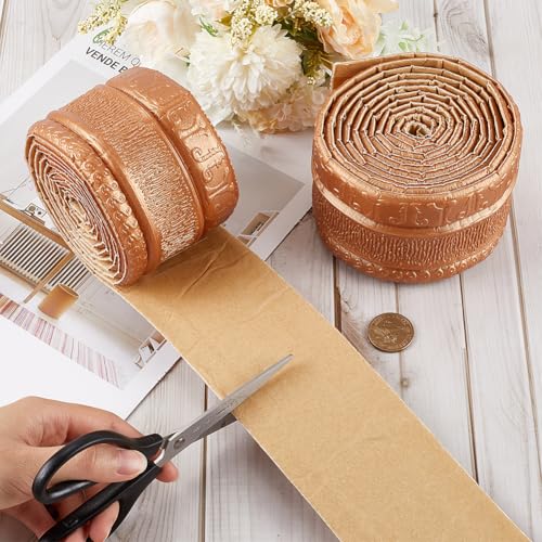 Image of GORGECFAFT 2 Rolls 91x3 Inch Chocolate 3D Wall Edging Foam Flexible Wallpaper Border Crown Molding Peel and Stick Mirror Edging Frame Lines Wall Base Ceiling Baseboard for Home DIY Furniture Decor