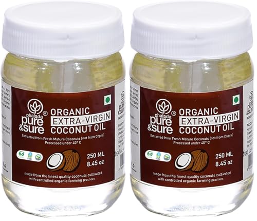 Image of Pure & Sure Cold Pressed Extra Virgin Coconut Oil 250 ml | Natural, Organic & Pure Nariyal Tel | Used for Cooking, Skin, Hair, Baby massage| Nutrient Rich & Chemical Free (Pack of 2)
