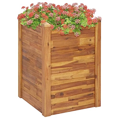 vidaXL Garden Raised Bed - Large Square Planter for Vegetables, Flowers, and Herbs - Outdoor, Stackable, Weather Resistant - Made of Solid Acacia Wood