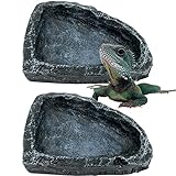 Reptile Water Dish Food Bowl, 2 Pack Reptile Feeding Dish Corner Bowl, Reptile Terrarium Bowls for Bearded Dragon Lizard Frog Gecko Tortoise Hermit Crab