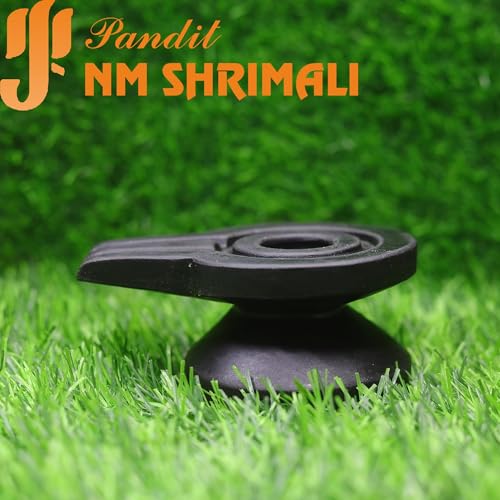 Image of PANDIT NM SHRIMALI Jaldhari for Shivling Natural Stone Damru Shape 4 Inch | Black Jaldhara for Narmadeshwar Shiva Lingam | Jaladhari for Jal Abhishek, Shiv Pooja, Home Puja Temple Handcrafted