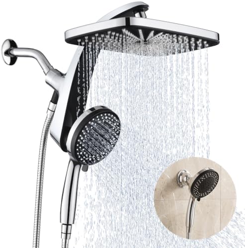 Image of Rain Shower Head with Handheld Showerhead, Chrome 1.8GPM 460311 + Holder