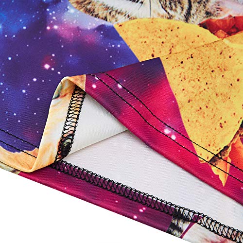 RAISEVERN Unisex Short Sleeve Taco Cat 3D Printed Cool Crew Neck Galaxy T-Shirt Pizza Pie Funny Tees Top for Men Women