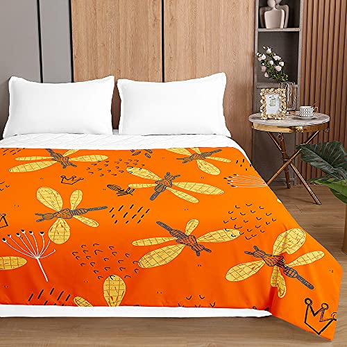 Odot Boutis Couvre Lit Matelassé de Luxe, Motif de Libellule 3D Dessus de Lit Microfibre Couverture Climatisation Couette Èté Canapé l'Air Conditionné...