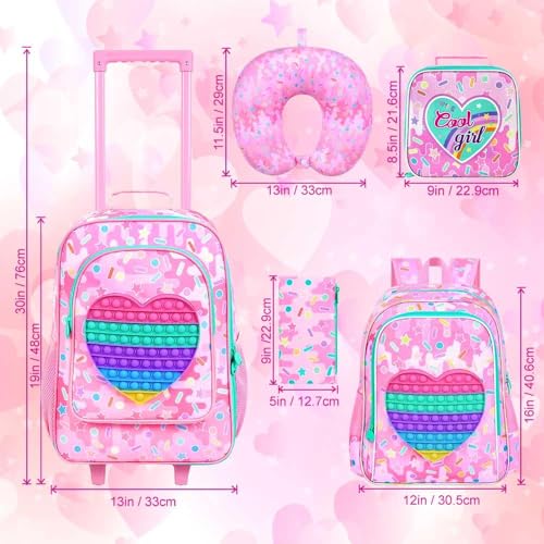 Image of CCJPX 5Pcs Kids Luggage for Girls, Rolling Travel Carry on Suitcase for Toddler Children with Wheels(Pink)