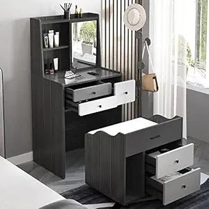 Vandana Interiors Modern Makeup Vanity Bedroom Multi-Functional Creative Mini Makeup Table with Drawers