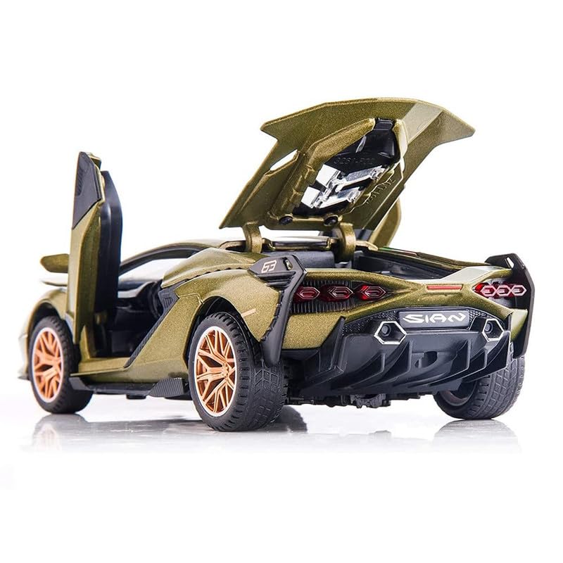 Image of PINQUE Kids New Car 1:32 Sian Diecast Alloy Metal Pull Back Car with Openable Doors Music Sound and Light Vehicle Toy Car for Boys (Multicolor)