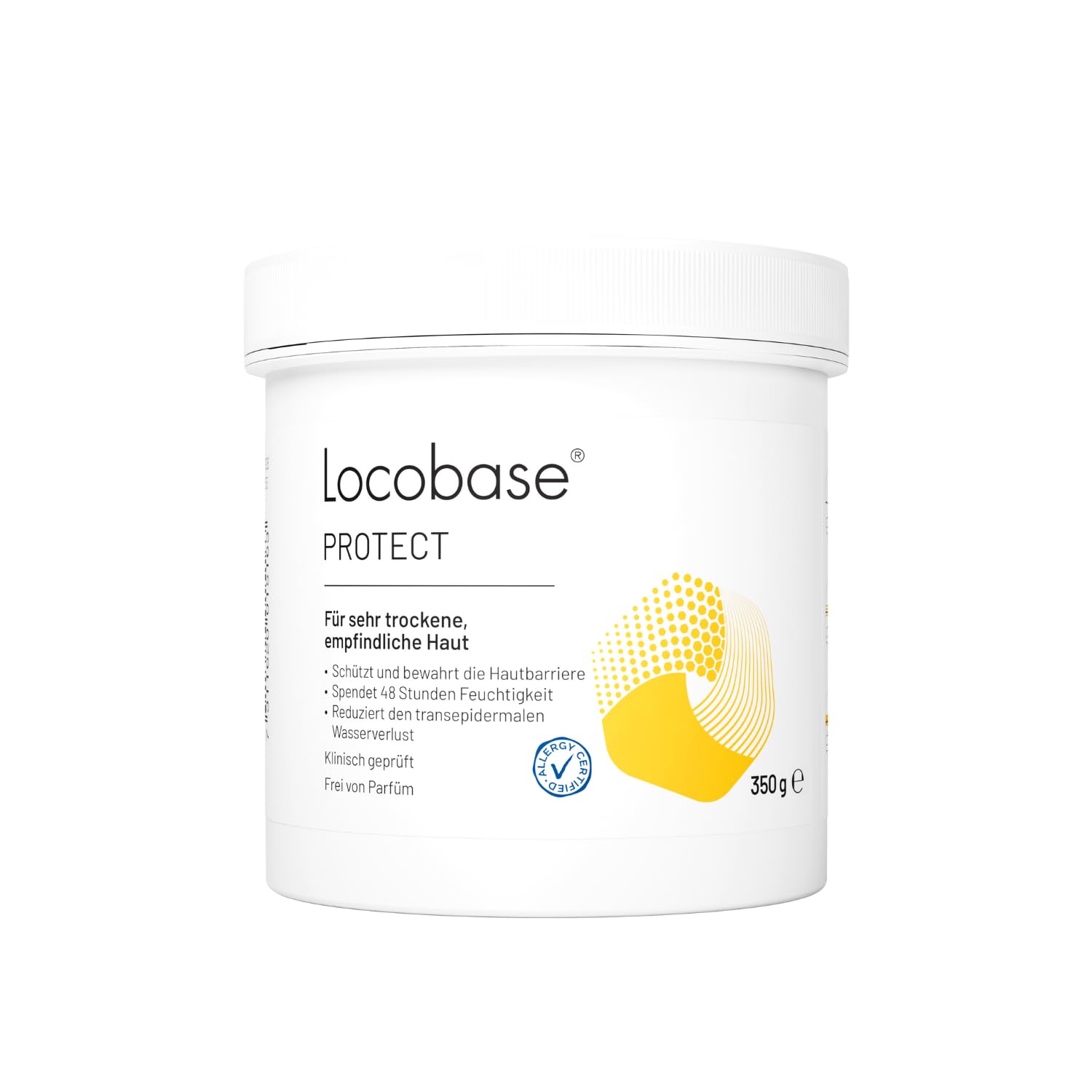 Locobase Protect Creme - 48h Feuchtigkeitscreme für trockene & irritierte Haut - Körper & Gesichtspflege - stärkt die Hautbarriere - parfümfrei - für die ganze Familie - 350g