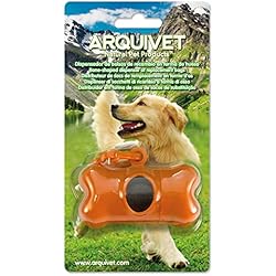 Dispensador De Cuido Para Perros Arquivet Dispensador de Bolsas de excrementos para Perros en Forma de Hueso - Incluye 1 Rollo de Bolsas con 15 Unidades - para Recoger excrementos cacas o desechos - Dispensador